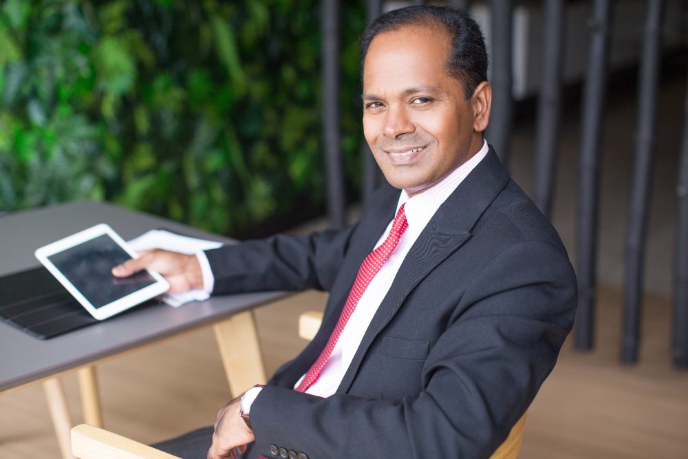 man with tablet
